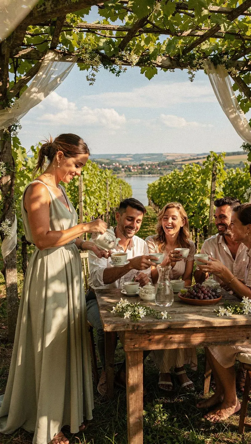 Zöld tea levelek és jázminvirágok színes keveréke, amely a frissességet idézi.