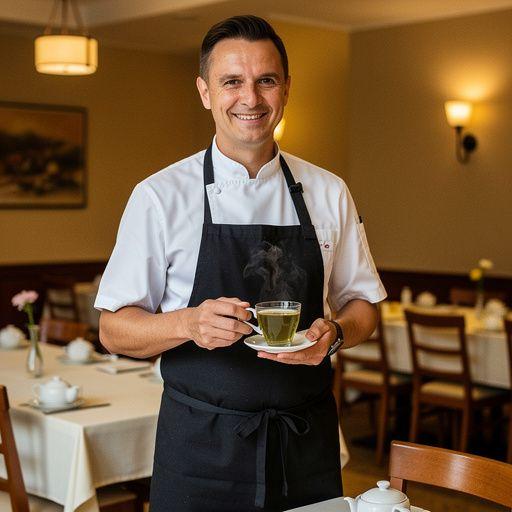 Jázmin zöld tea elegáns csészében, körülötte friss virágok.
