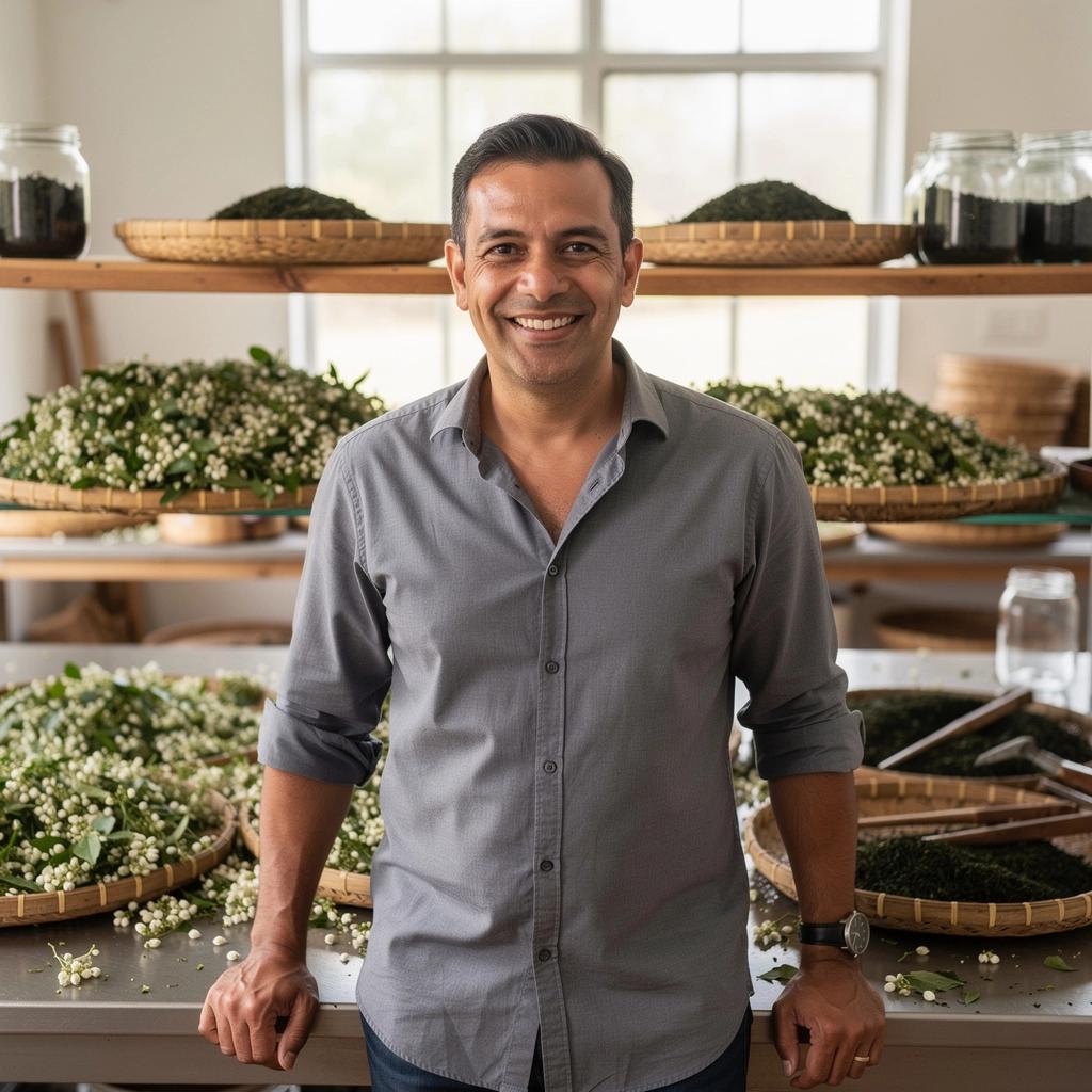 Friss jázminágak, amelyek a zöld tea illatát idézik.