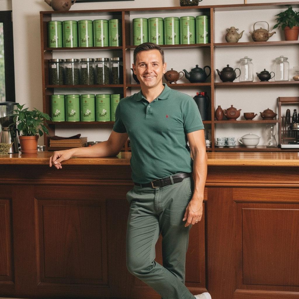 Színes virágok és zöld tea levelek harmonikus elrendezése.